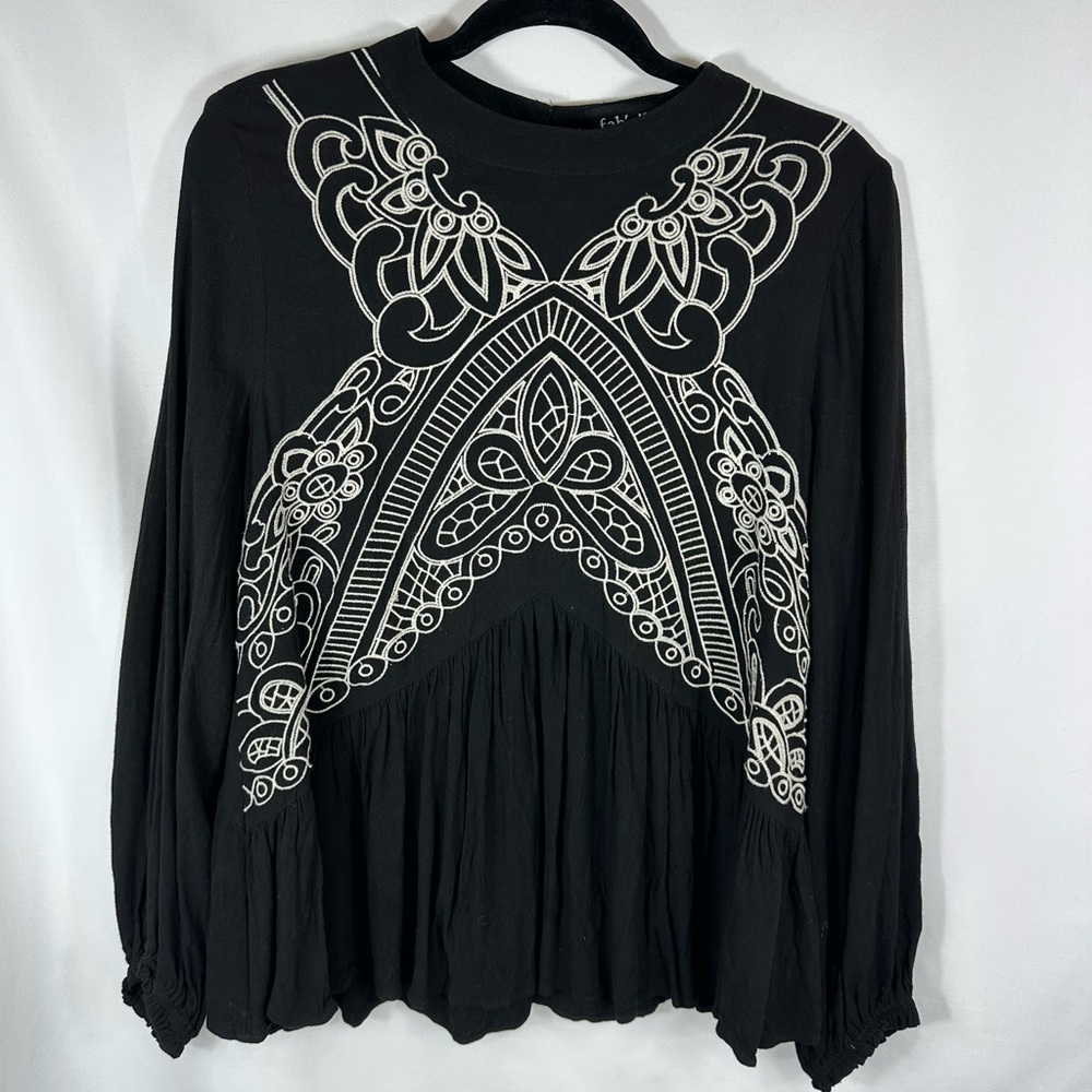 Black Embroidered Women's Top